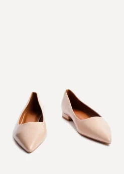Linzi Orian Sand Faux Leather Pointed Toe Ballet Flats