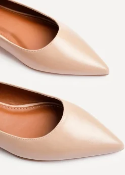 Linzi Orian Sand Faux Leather Pointed Toe Ballet Flats