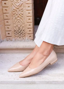 Linzi Orian Sand Faux Leather Pointed Toe Ballet Flats