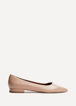 Linzi Orian Sand Faux Leather Pointed Toe Ballet Flats