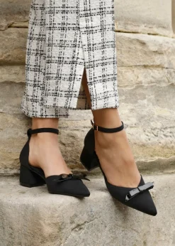 Linzi Orla Black Scuba Low Block Court Heel