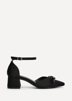 Linzi Orla Black Scuba Low Block Court Heel