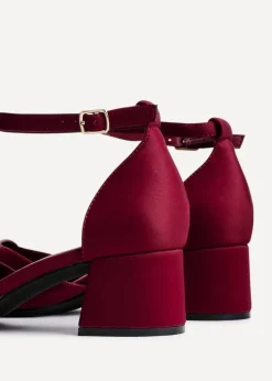 Linzi Orla Burgundy Scuba Low Block Court Heel