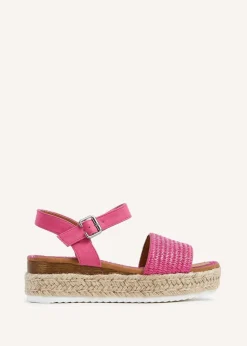Linzi Panama Fuchsia Raffia Two Part Espadrille Inspired Flatform Sandal