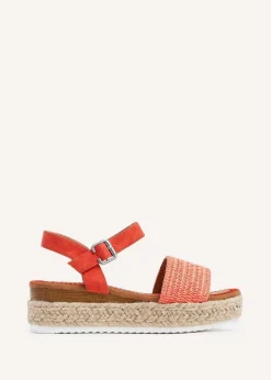 Linzi Panama Orange Raffia Two Part Espadrille Inspired Flatform Sandal
