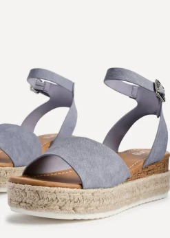 Linzi Paradise Blue Nubuck Espadrille Flatform Sandals