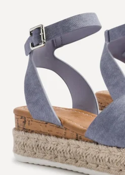 Linzi Paradise Blue Nubuck Espadrille Flatform Sandals