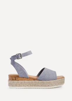 Linzi Paradise Blue Nubuck Espadrille Flatform Sandals