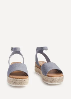 Linzi Paradise Blue Nubuck Espadrille Flatform Sandals
