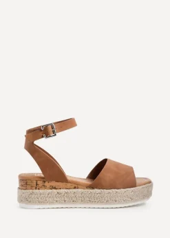 Linzi Paradise Tan Nubuck Espadrille Flatform Sandals