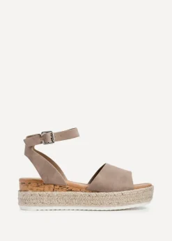 Linzi Paradise Taupe Nubuck Espadrille Flatform Sandals