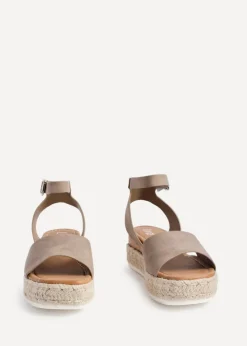 Linzi Paradise Taupe Nubuck Espadrille Flatform Sandals