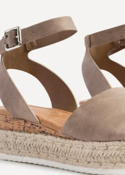 Linzi Paradise Taupe Nubuck Espadrille Flatform Sandals