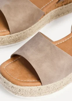 Linzi Paradise Taupe Nubuck Espadrille Flatform Sandals