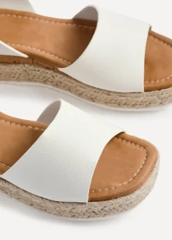 Linzi Paradise White Faux Leather Espadrille Flatform Sandals