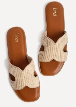 Linzi Petra Natural Raffia Link Design Flat Sandal