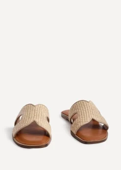 Linzi Petra Natural Raffia Link Design Flat Sandal