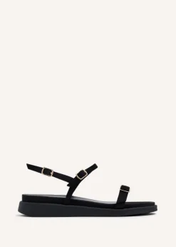 Linzi Phoenix Black Scuba Footbed Gladiator Style Sandals