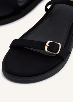 Linzi Phoenix Black Scuba Footbed Gladiator Style Sandals