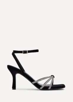 Linzi Polly Black Velvet Stiletto Heeled Sandal