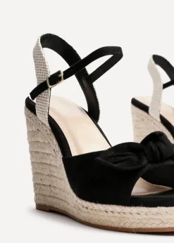 Linzi Portofino Black Faux Suede Espadrille Wedge