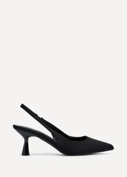 Linzi Presley Black Lycra Sling Back Low Court Heel