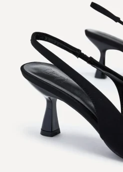 Linzi Presley Black Lycra Sling Back Low Court Heel
