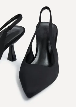 Linzi Presley Black Lycra Sling Back Low Court Heel