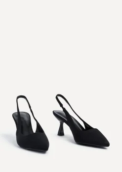 Linzi Presley Black Lycra Sling Back Low Court Heel