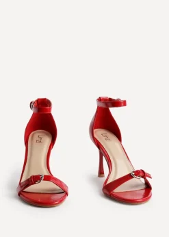Linzi Prestige Red Faux Leather Stiletto Heeled Sandals