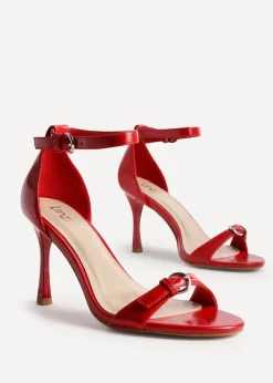 Linzi Prestige Red Faux Leather Stiletto Heeled Sandals