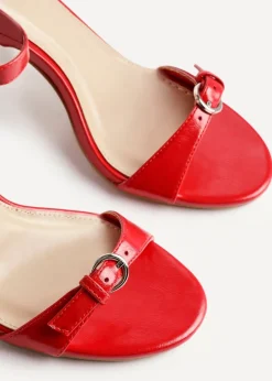 Linzi Prestige Red Faux Leather Stiletto Heeled Sandals