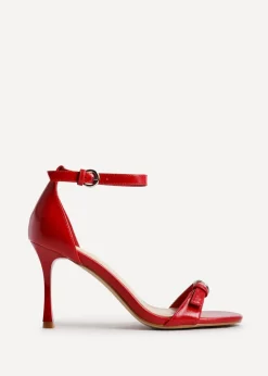 Linzi Prestige Red Faux Leather Stiletto Heeled Sandals