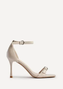 Linzi Prestige Sand Faux Leather Stiletto Heeled Sandals