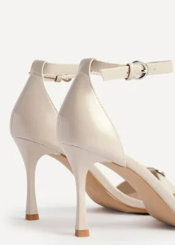 Linzi Prestige Sand Faux Leather Stiletto Heeled Sandals