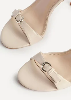 Linzi Prestige Sand Faux Leather Stiletto Heeled Sandals