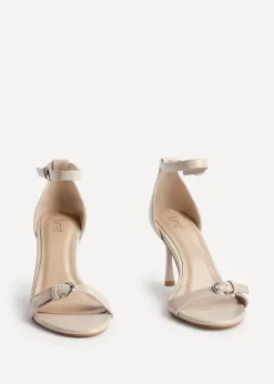 Linzi Prestige Sand Faux Leather Stiletto Heeled Sandals