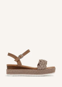 Linzi Puglia Mocha Plaited Wedged Flatform