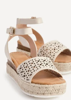 Linzi Radiance Sand Faux Leather Flatform Sandals