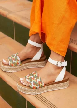 Linzi Raya White Faux Leather Flatform