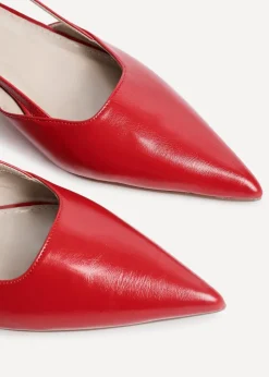 Linzi Refined Red Faux Leather Slingback Kitten Court Heels