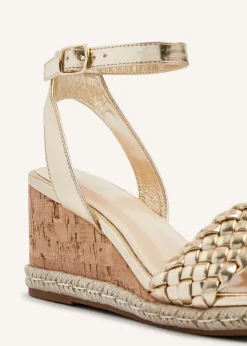 Linzi Regan Gold Faux Leather Plaited Wedge