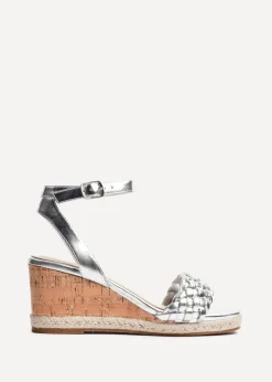 Linzi Regan Silver Faux Leather Plaited Wedge
