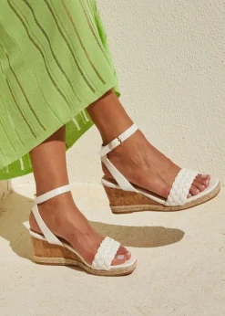Linzi Regan White Faux Leather Plaited Wedge