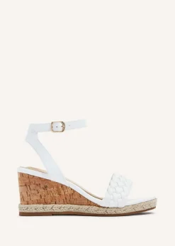 Linzi Regan White Faux Leather Plaited Wedge