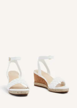 Linzi Regan White Faux Leather Plaited Wedge