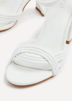 Linzi Regina White Faux Leather Block Heeled Sandal