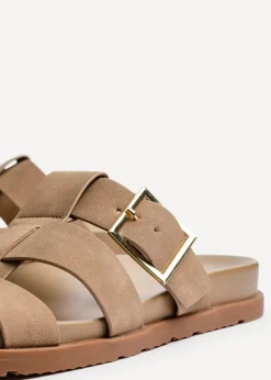 Linzi Restore Taupe Nubuck Gladiator Slip-On Sandal