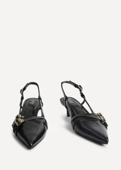 Linzi Retro Black Patent Kitten Court Heels