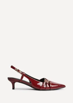 Linzi Retro Burgundy Patent Kitten Court Heels